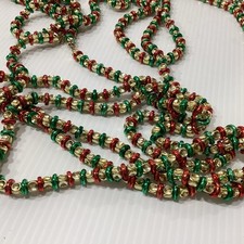 27ft of VINTAGE BEADED CHRISTMAS GARLAND Reds, Golds  Greens
