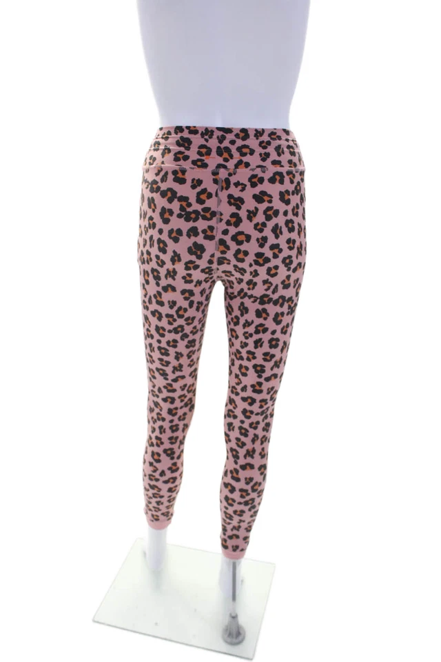 The Upside Womens High Rise Leopard Print Drawstring Leggings Pink Size 4 - Image 3 of 4
