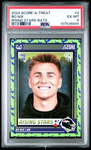 2024 Score Bo Nix RC PSA 6 Ex-Mt Bats Score-a-treat #4 Broncos Rookie Card