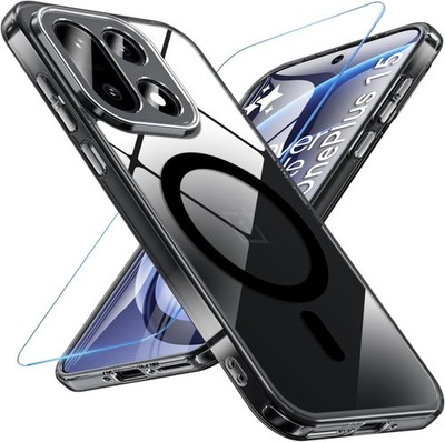 for Oneplus 15 Case, Slim Shockproof Clear Case with Screen Protector, Wireless