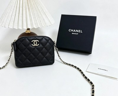 Makeup VIP GIFT Beauty Shell Bag Caviar Leather Quilted Chain Crossbody Purse