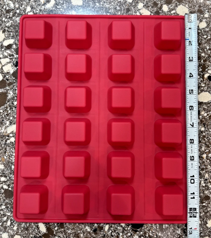 Silicone Molds 24 Cube Tray Muffin Pan Flexible 1.5 Inch Squares Red - Image 2 of 3