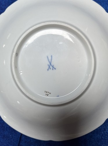 Vtg 1900 Meissen B Form Porcelain Teacup & Saucer Cobalt Blue & Gold Gilt #38 - Picture 10 of 11