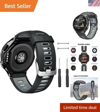 Lightweight Black & Gray Silicone Watch Strap for Forerunner S20/S5 – Custom Fit