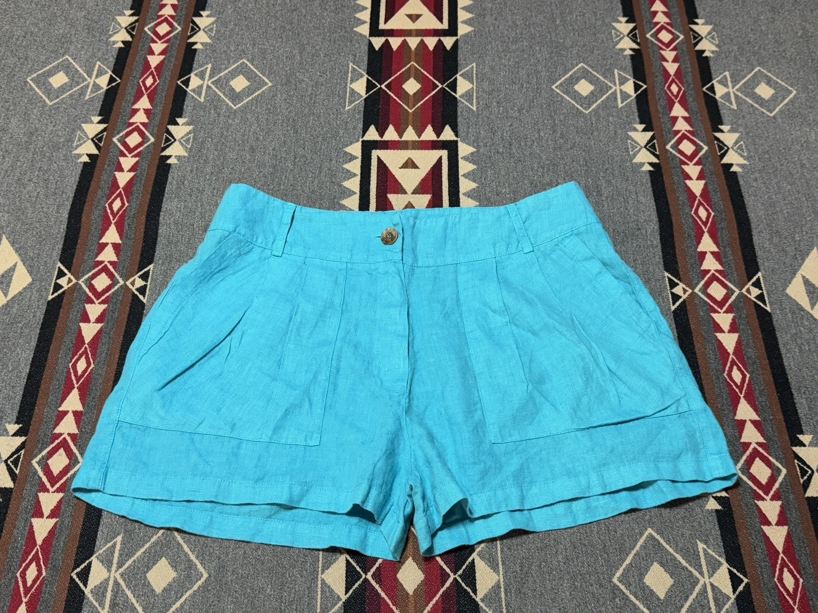 Haris Cotton Linen Shorts Womens L Tropical Greece NWT M4