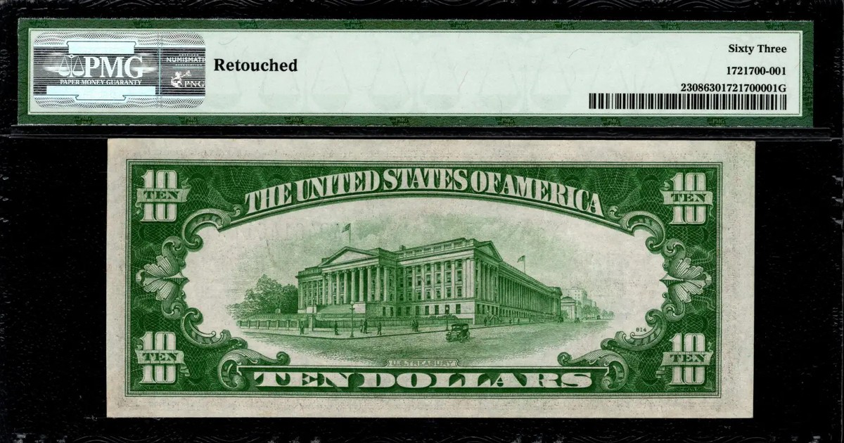 $10 1934 North Africa, Fr. 2308m, RARE key to series 1934 Plain
