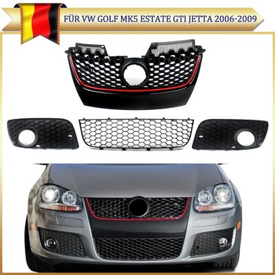 Vorne Zentral Kühlergrill Gitter Für VW GOLF Mk5 ESTATE GTI Jetta 06-09 Schwarz