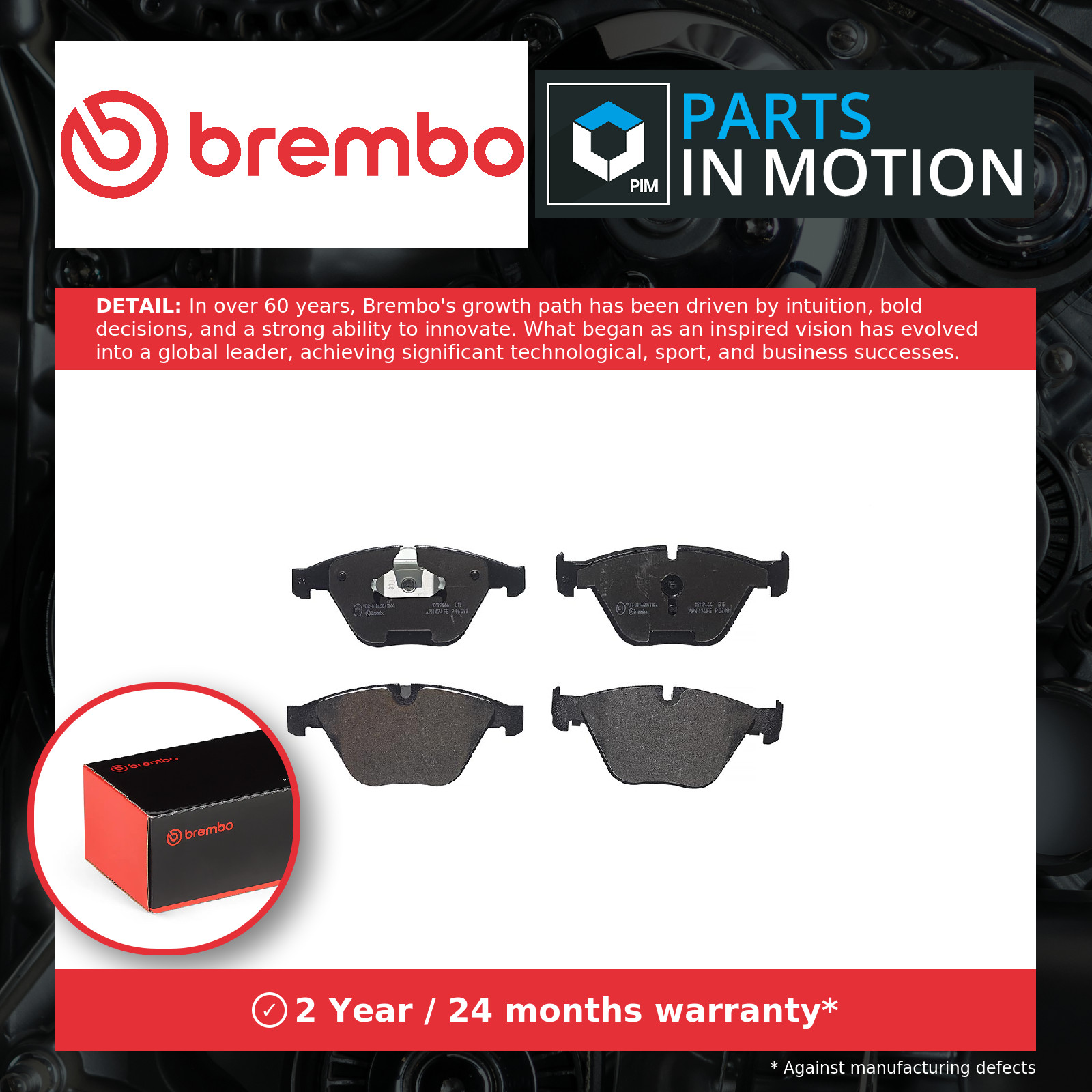 Brake Pads Set fits BMW 335 3.0 Front 06 to 13 Brembo 34112288870 34112288871 - Image 7