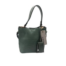 Isabelle Crossbody Bucket Bag Womens Small Sage Green New Croc Embossed Strap