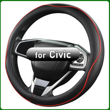 Car Steering Wheel Cover Leather For Honda Civic Black Red Sporty Accessories