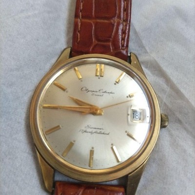 Orient Olympia Calendar Wristwatch Leather Brown Date Stainless Back Watch