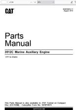 CAT Caterpillar 3512C Marine Aux Engine E3Y1-Up Parts Catalog Manual PDF USB