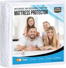 Waterproof Mattress Protector Size, Premium Terry Mattress Cover Twin White