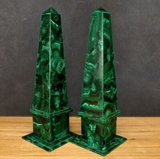Green Decorative Marble Ancient Egyptian Obelisks 2 Pair Set Random Malachite 18
