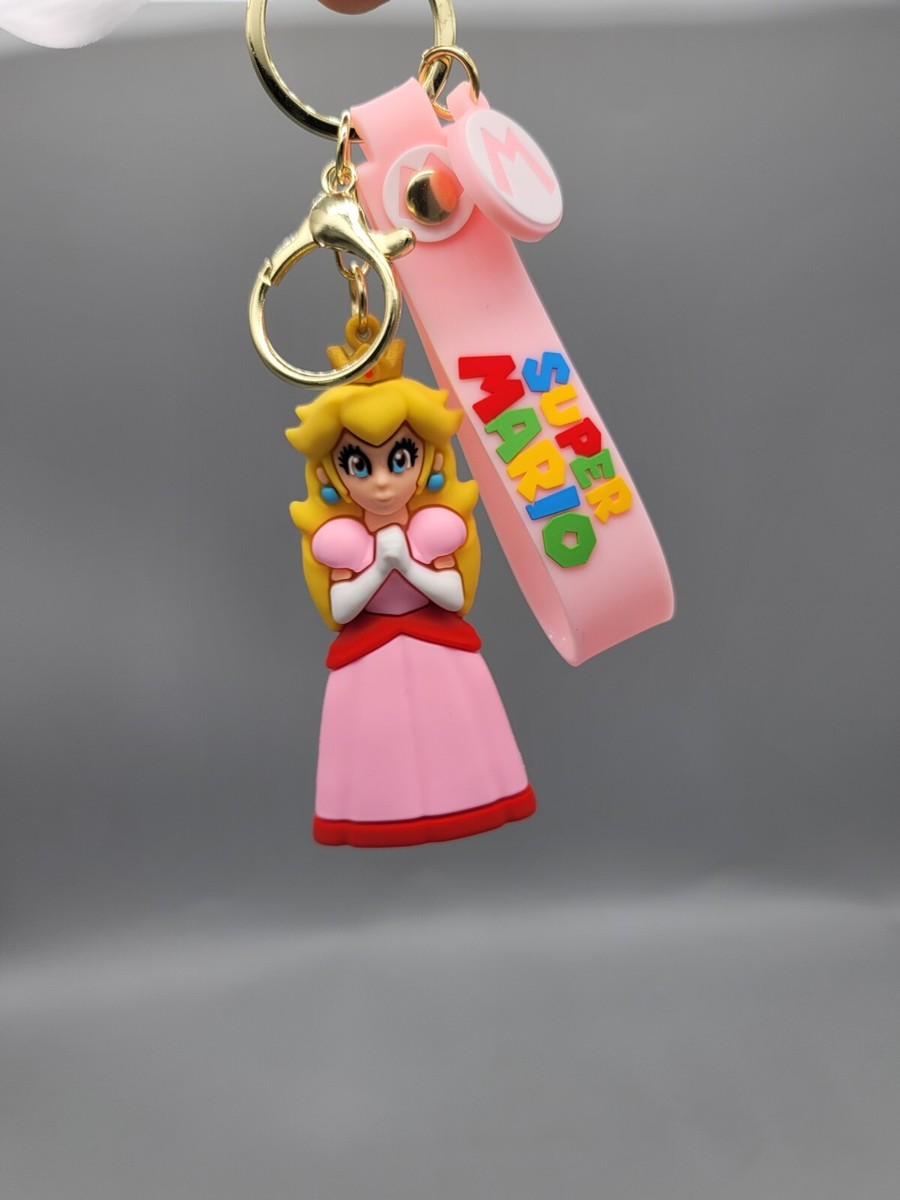 Princess Peach 3D Super Mario Figure Keychain with Carrying Strap