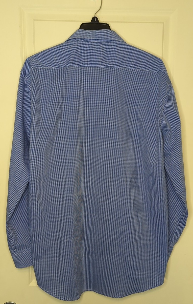 adrienne vittadini mens dress shirts Adrienne Vittadini Men's Blue White Dots Stretch Dress Shirt Size XL 17 34/35