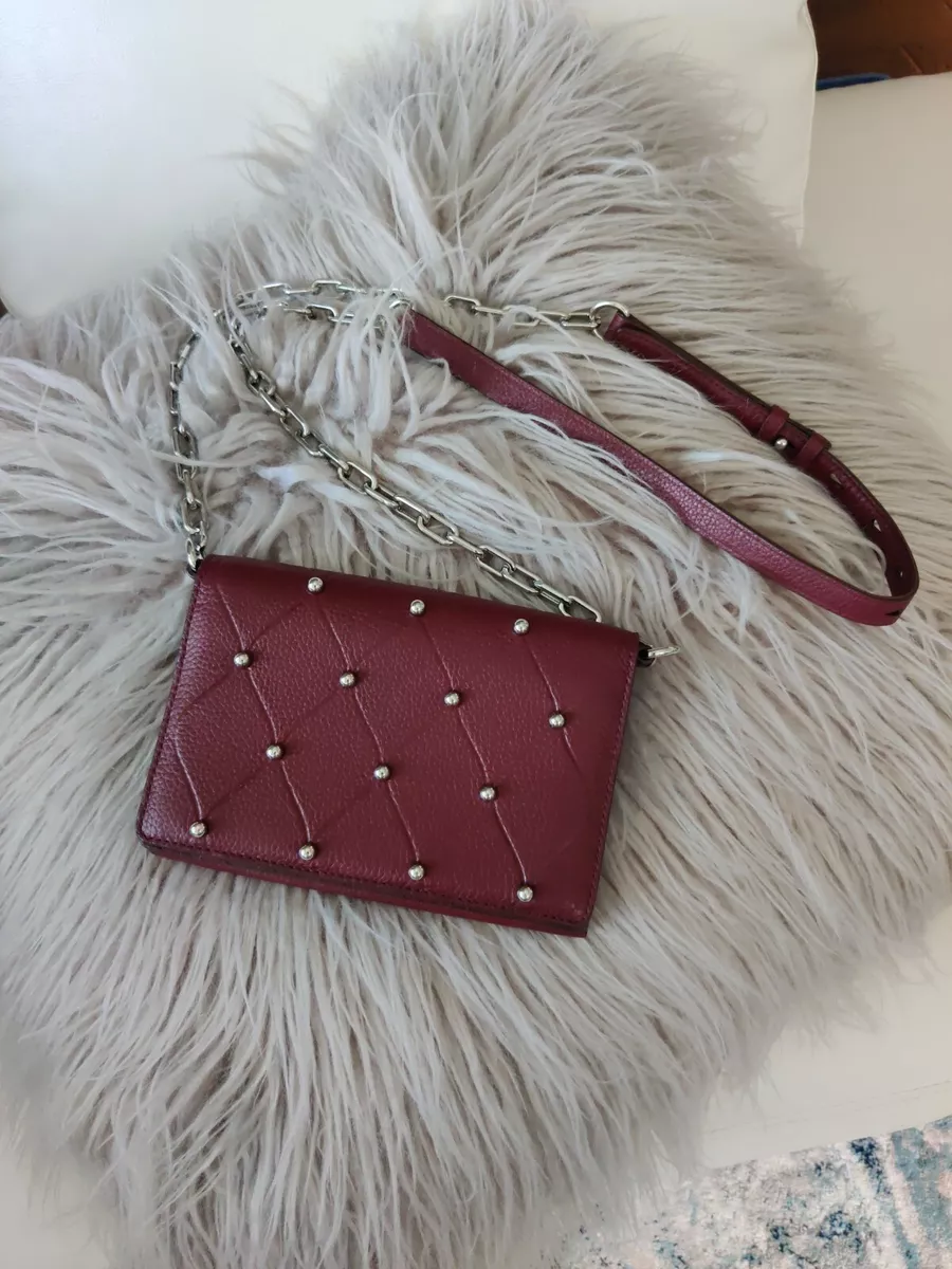 Alexander Wang Mini Studded Burgundy Leather Envelope Crossbody