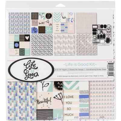 Crafts 12X12 Paper Kit Life is Good Love You So Much Beautiful Hearts Shapes