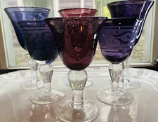 Artland Purple Water Wine Glass Renaissance Scrolls Mix Set Of 6