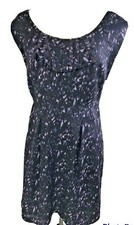 Ann Taylor Loft Brown Animal Print Cap Sleeves Ruffle Pleated Lined Dress Sz 2