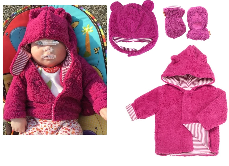 MAGNÍFICA CHAQUETA POLAR BEBÉ + SOMBRERO + MITONES talla 0-3 meses ¡IMPRESCINDIBLE!! Foto 2 de 4