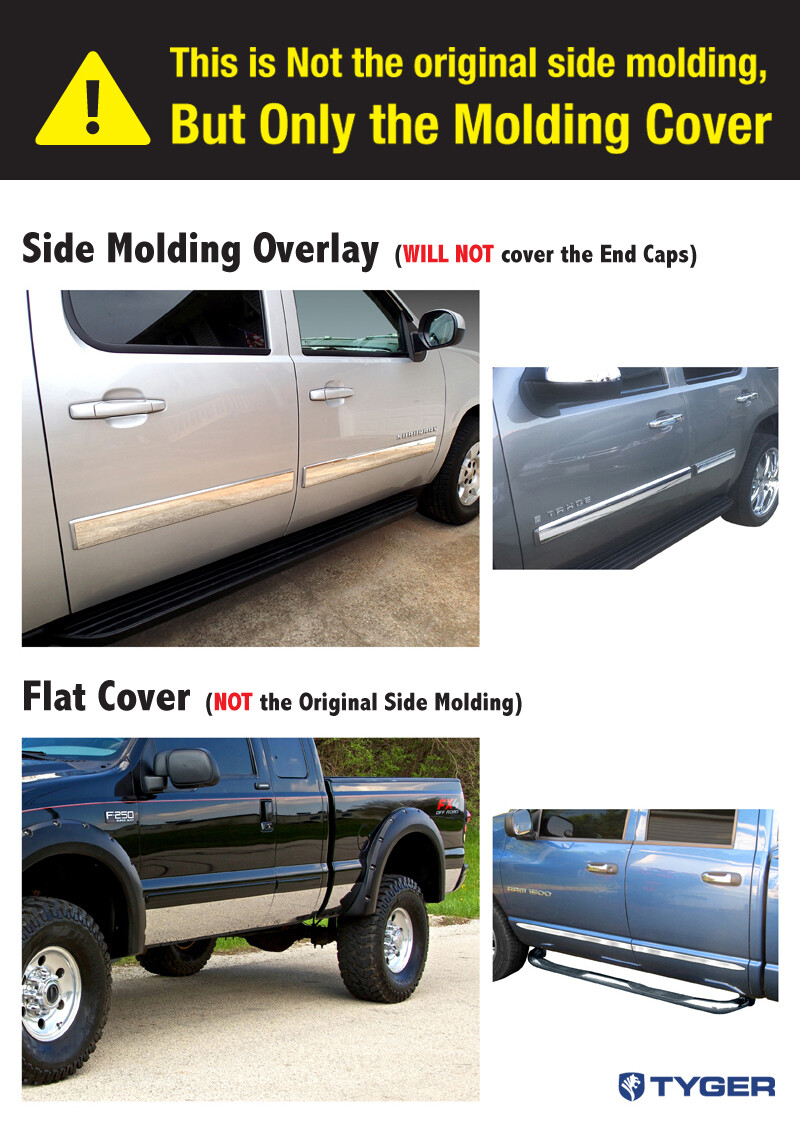 TYGER For 1998-2011 Lincoln Town Car Lower Rocker Panel Stainless Trim ...