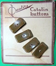 ANTIQUE 1920/30"s QUALITY 1/2"x1-1/8" BROWN CATALIN 2-HOLE TOGGLE BUTTONS-L105