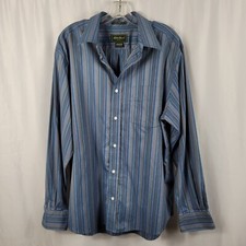 Men's Eddie Bauer Stain Wrinkle Resistant Shirt Size Large Blue Stripe