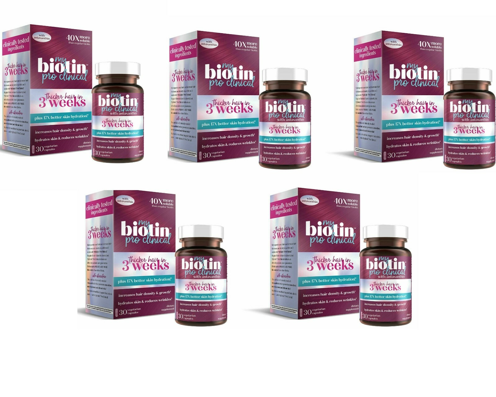 MyBiotin ProClinical w/Astaxanthin Purity Products 5X30Caps Инозитол Аргинин