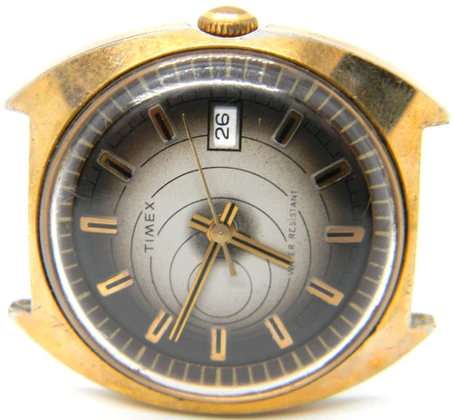 CJ mens Vintage 1974 Timex Marlin Space Age Manual Gold Plated Watch Works lot