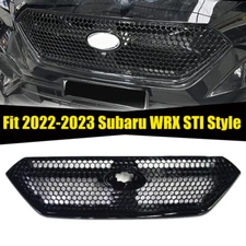 Fit 2022-23 Subaru WRX STI Style Front Bumper Grille Gloss Black Grill *