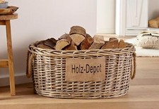 Feuerholz Korb, Weide im Shabby Look, Kamin Brenn Holz Aufbewahrungs Lager Box