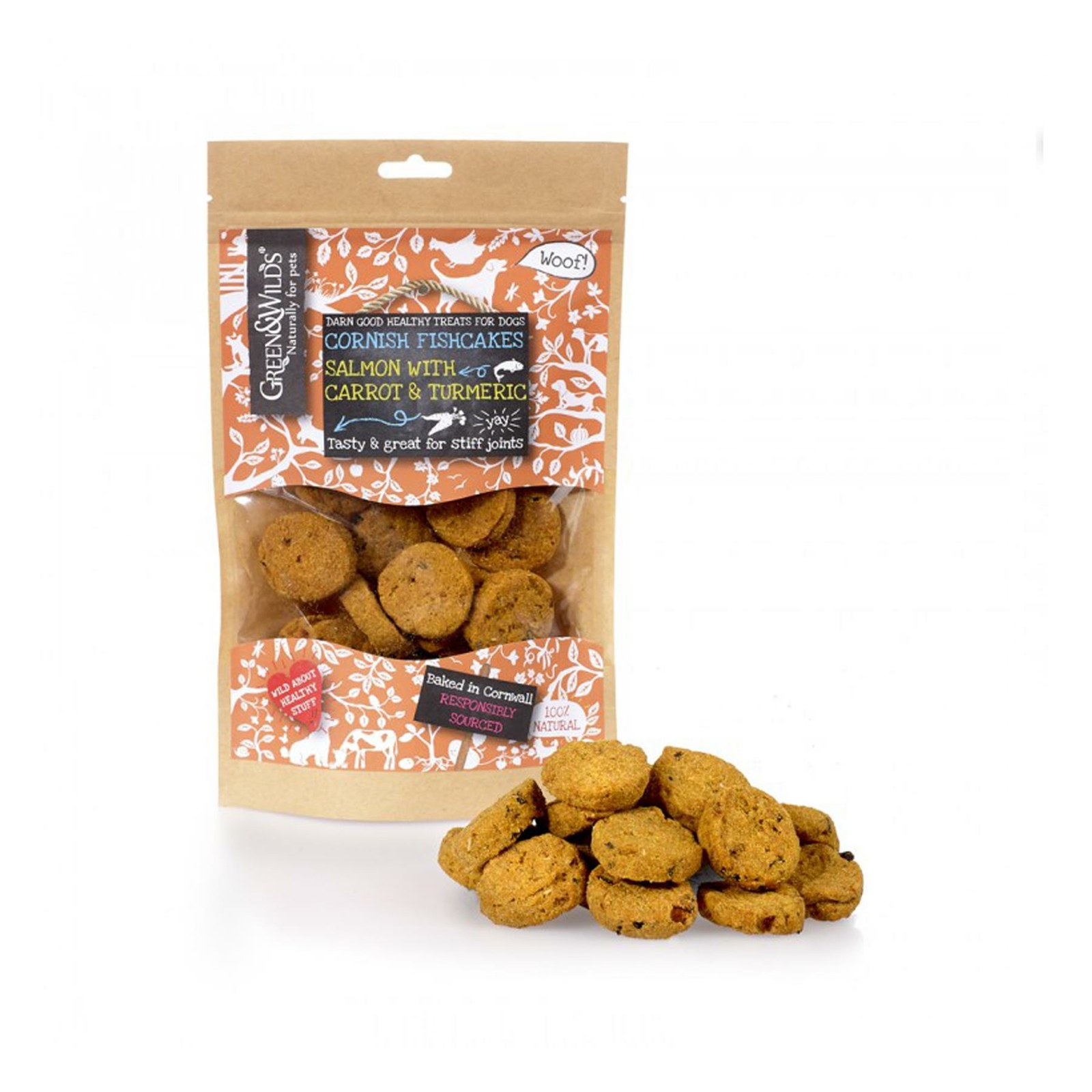 Green & Wilds Eco Dog TREATS - Cornish Fishcakes with Salmon & Turmeric