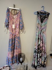 SPELL & THE GYPSY Pink Blue Floral Juniper Tiered Gown Maxi Size M NEW 