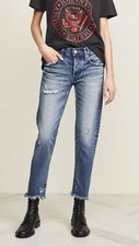 MOUSSY VINTAGE Kelley Tapered Distressed Jeans in Dark Blue 25 325