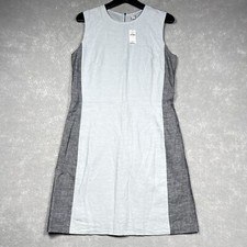 Gap Linen Blend Dress Women’s 8 Light Blue Colorblock Sleeveless With Liner