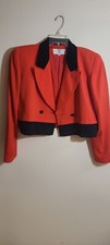 Valentino Miss V Red Black Suit Blazer Shoulder Pad Size 46 Vintage Very Rare