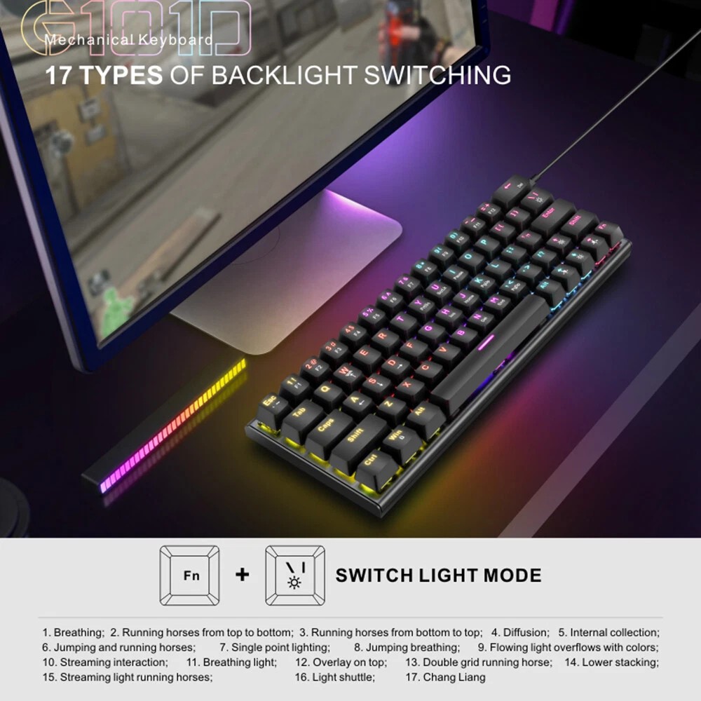 High-Quality Mechanical Gaming Keyboard 63 with Blue U2Y9 Switches
