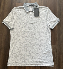 G/Fore G4 NWT Men's Small Polo Shirt Gray With Gray Stars G4MF23K061D NWT 120