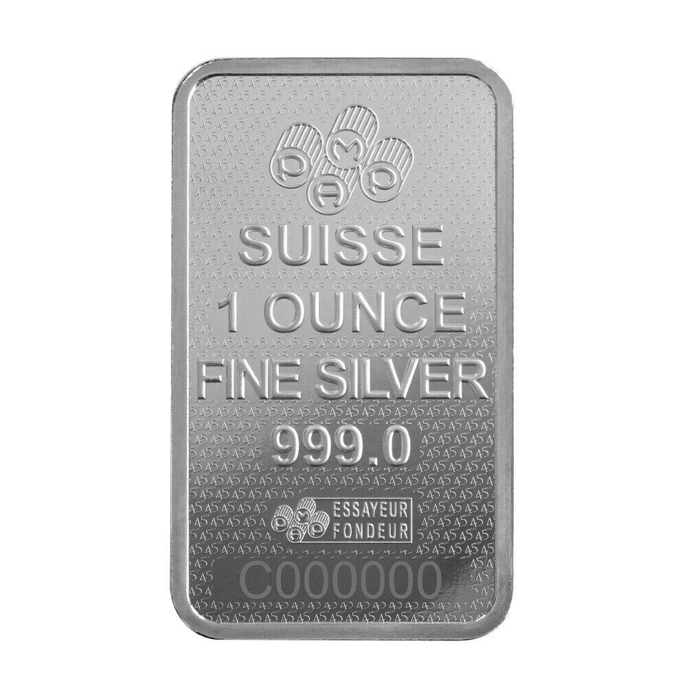 1 oz Silver Bar PAMP Suisse Lady Fortuna 45th Ann .999 Fine Silver