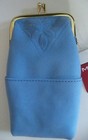 Ladies Leather 3 Pocket FLORAL Cigarette Case, Clearwater Blue