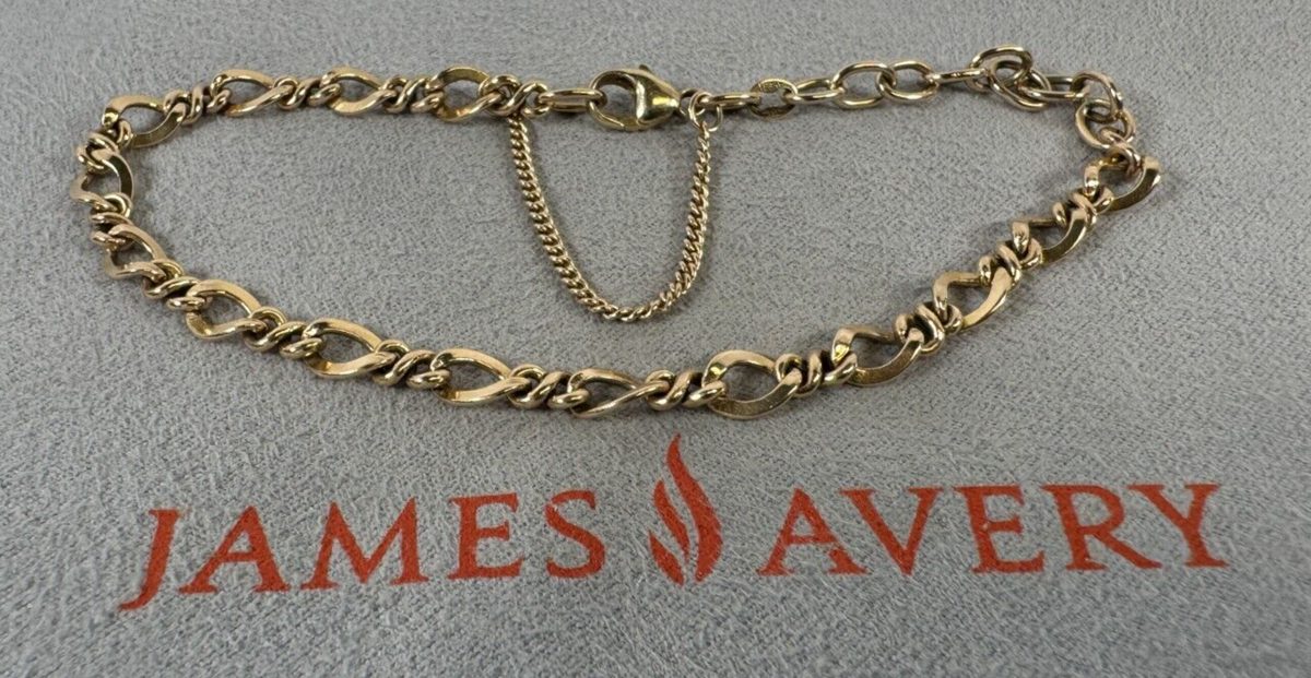 XL James Avery 14K Yellow Gold Medium Twist Charm Bracelet
