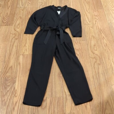 NWT Iris Ink black Adeline Cupro Wrap belted jumpsuit with stretch,  women's 12