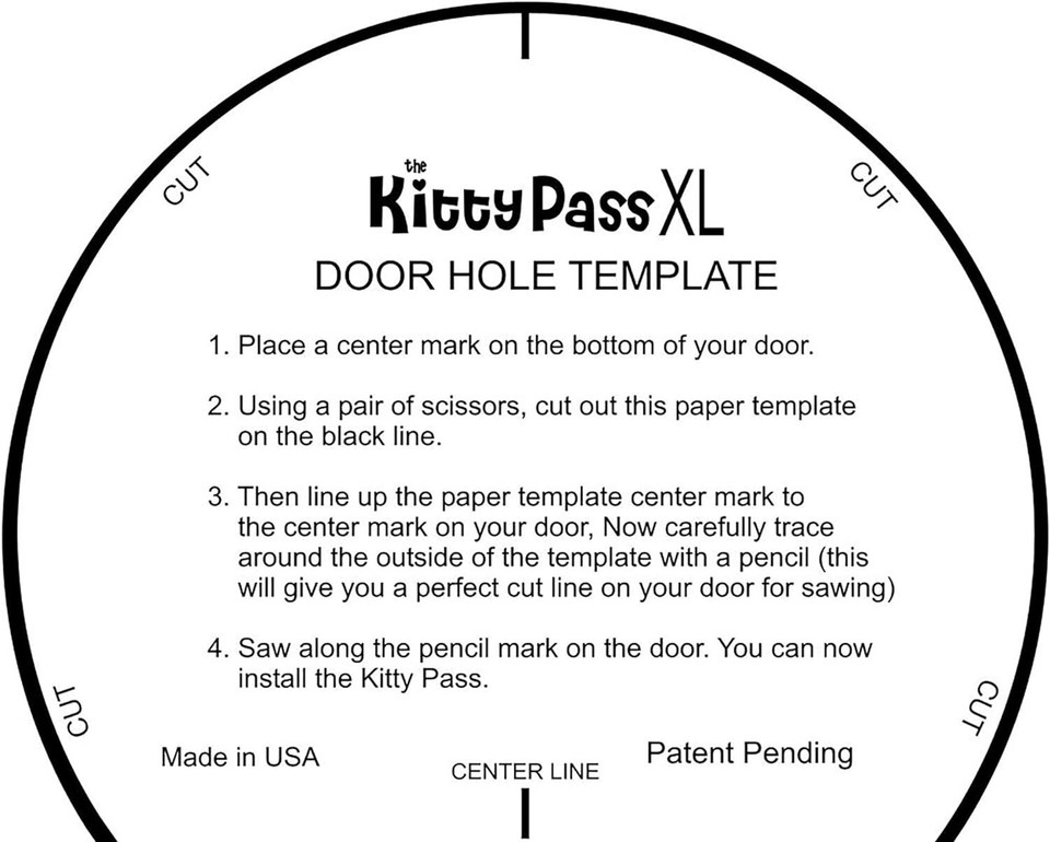 XL Cat Door for Interior Door Cat Hole Kitty Door for Hidden Litter