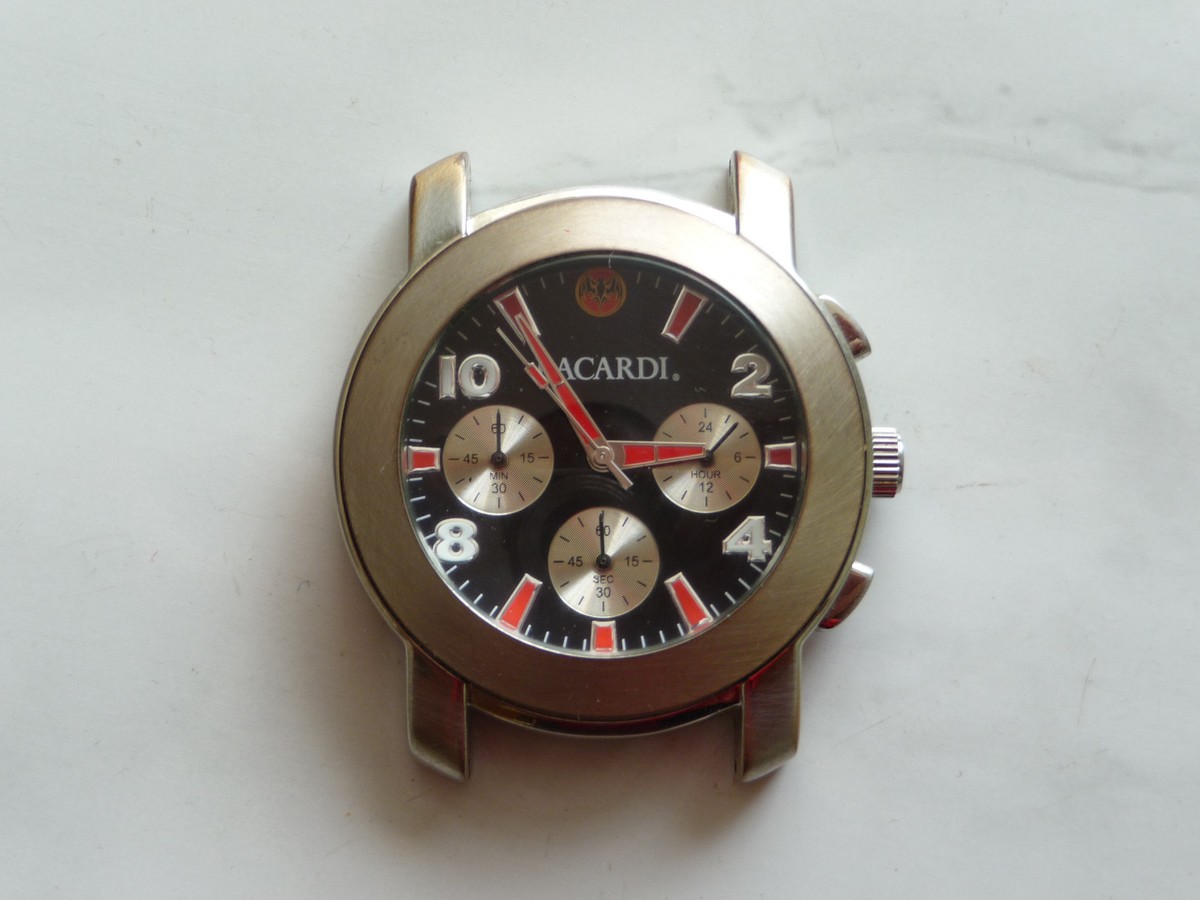Bacardi watch chronograph used rare advertising logo Japan