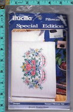 "Bouquet"  1993 Bucilla Special Edition Stamped Pillowcase Pair OPEN PKG 63979
