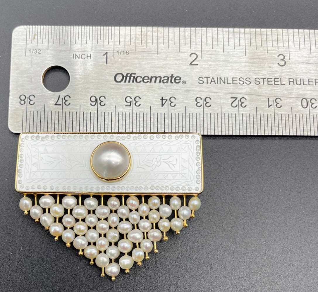 Donna Chambers Chinese Gambling Chip and Pearl Brooch, 14K eBay