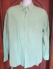 Chaps Easy Care Classic Lime Green Check Long Sleeve Shirt Men's Large ~ NICE