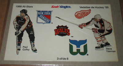 1989-90 Kraft Cheese Slice Insert Peel-Off Sticker #3 Yzerman & Coffey