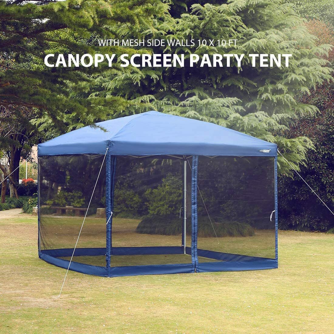 New 10 X 10 Oxford Outdoor Easy Pop Up Canopy Screen Party Tent with Mesh Side